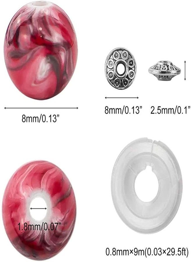 DIY Crafts 9 Kits, Random-Mix, Jewelry Making Kit, 1 Set Contain = 10x Tibtyan Charms 20x Space Acrylic Beads in Ink Patterns 1x Crystal String 25x Beads 4-8mm, for Brace(9 Kits, Random-Mix) - Image 2